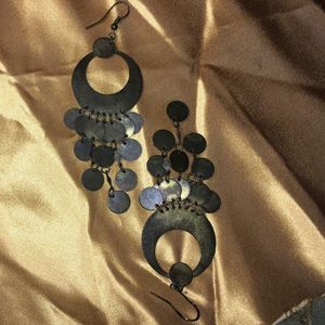 Bronze circle dangle earrings